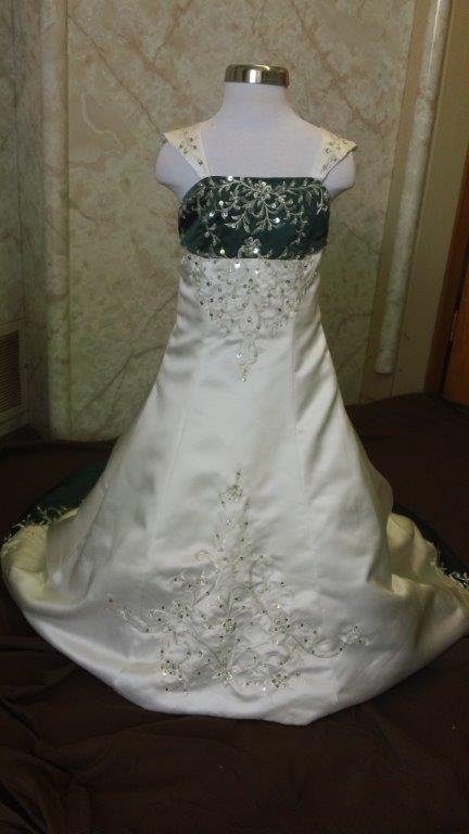 ivory green flower girl dress